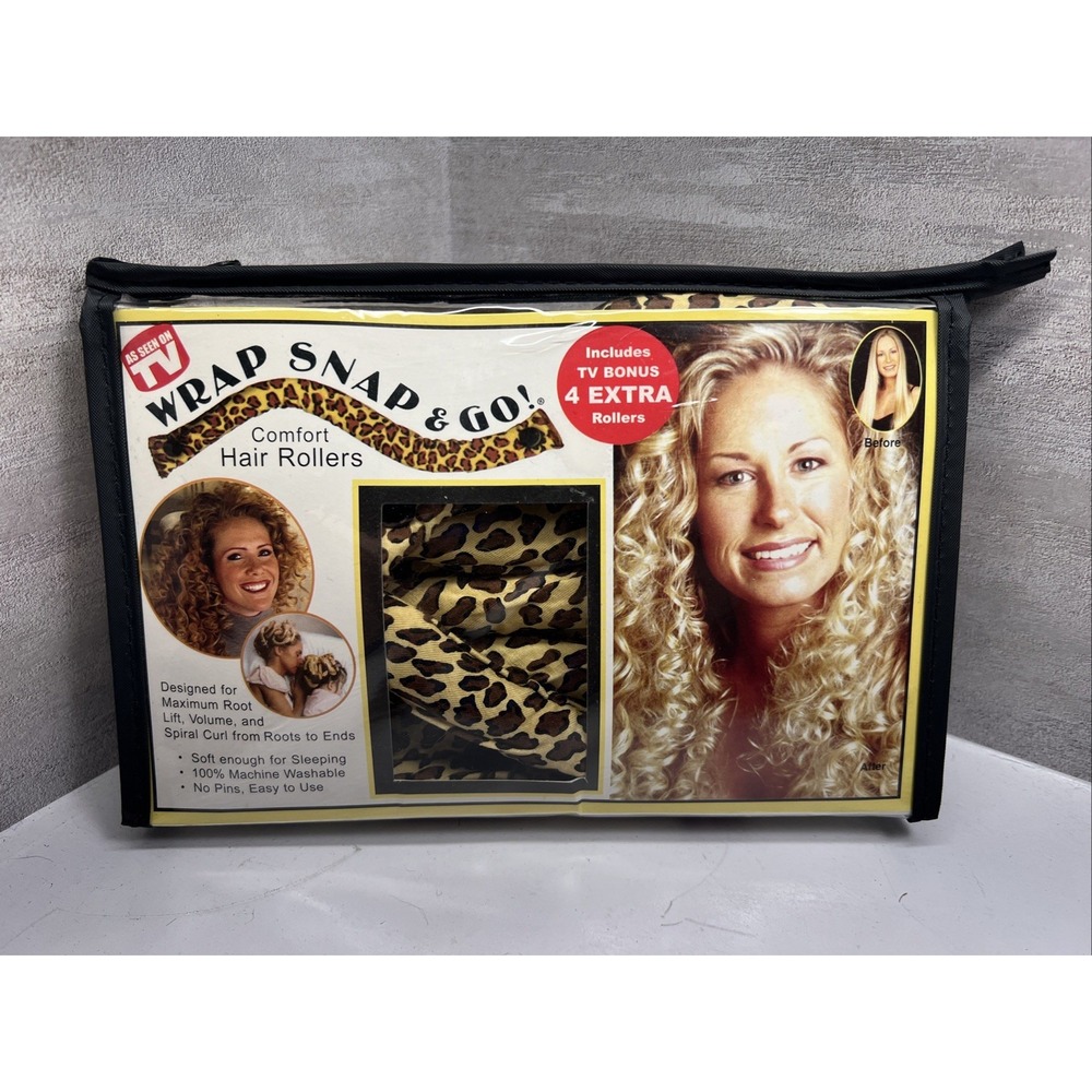 Wrap Snap & Go Comfort Hair Rollers Set of 12 Cheetah As Seen On TV 2001